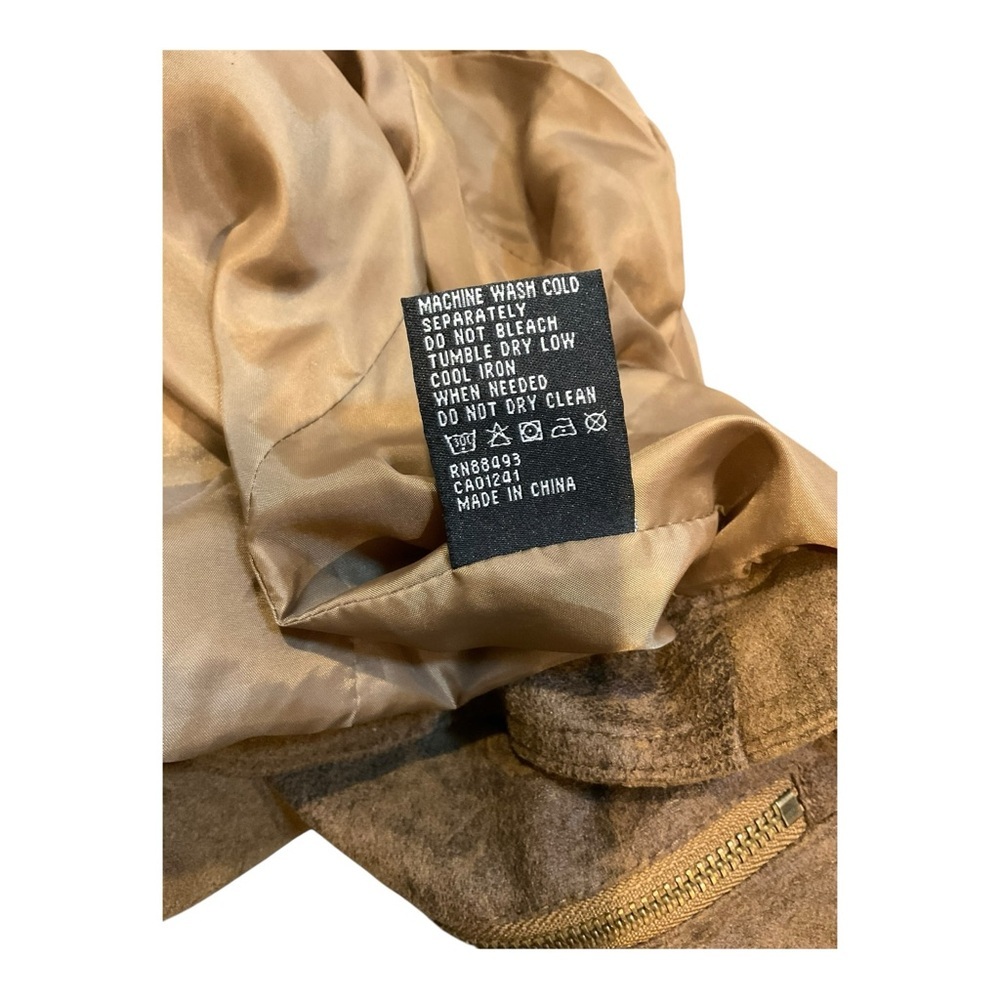 BNCI Blanc Noir Women’s Brown Moto Zipper Biker Vegan Suede Jacket Size Small - Picture 9 of 15